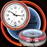 14 Inch Double Ring Neon Clock Red Orange Outer White Inner