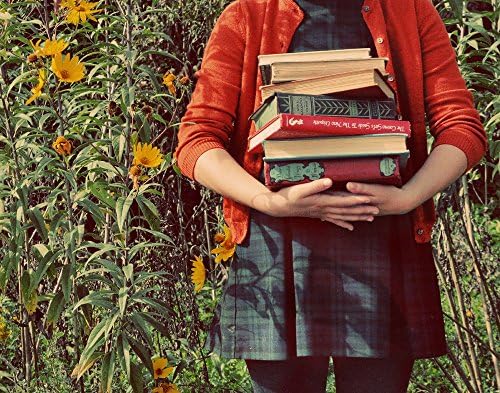 Girl with Books 'September Girl' Fine Art Photography by Elle Moss in sizes 8x10 11x14 16x20 20x24 24x30 inches.