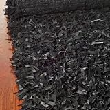Safavieh Leather Shag Collection Metro Handmade Leather Area Rug, Black