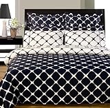 9 PC Navy & White Bed in a Bag Comforter Set with Down Alternative Comforte ....