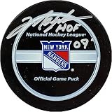 Mark Messier New York Rangers Autographed Game Model Puck with HOF 07 Inscription