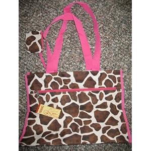 Giraffe Print Tote with Pink Trim and Matching Change Purse