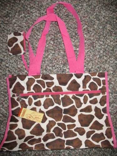 Giraffe Print Tote with Pink Trim & Matching Change Purse