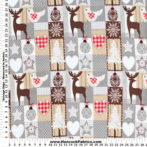 Glacier Crafty Christmas Brown Fleece Fabric - Sold By the Yard