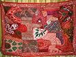 Home Furnishing-Orange-red Green Vintage Beaded Ethnic India Sari Tapestry Wall Hanging 60" X 40"