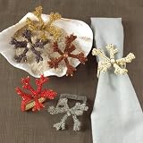 Hand Beaded Coral Napkin Rings. 4 Pieces.