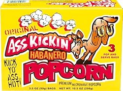 Ass Kickin' Habanero Popcorn, 3 Count 3.5-Ounce Boxes (Pack of 6)