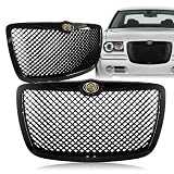 2005 - 2010 Chrysler 300 300C Black Front Mesh Hood Bumper Grille w  MOPAR OEM... by RS Type