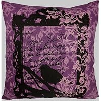 Decorative Printed Floral and Bird Throw Pillow Cover 18' Purple