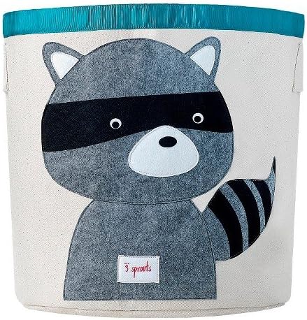 3 Sprouts Canvas Extra Large Round Storage Bin - Raccoon