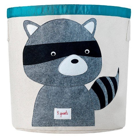 3 Sprouts Canvas Extra Large Round Storage Bin - Raccoon
