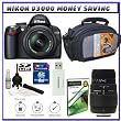 Nikon D3000 10MP Digital SLR Camera w/ 18-55mm f/3.5-5.6G AF-S DX VR Nikkor Zoom Lens w/ 70-300mm f/4-5.6 DG Macro Autofocus Lens for Nikon AF + 8GB Card + Case + Accessory Kit