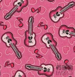 28 5" Girl Guitars Quilt Cotton Flannel Fabric Squares