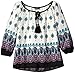My Michelle Girls' Printed Peasant Top with Drawstring at Neckline