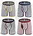 Dardugo Mens Underwear Stripe Cotton Boxer Briefs with Open Fly,4-Pack,US Medium