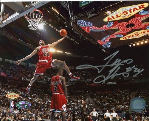 Tyrus Thomas Autographed/Signed Dunking over Ben Gordon 8x10 Photo