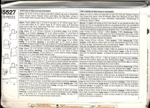 Simplicity 5527 Sewing Pattern - Use to Make Diaper Bags in 3 Sizes