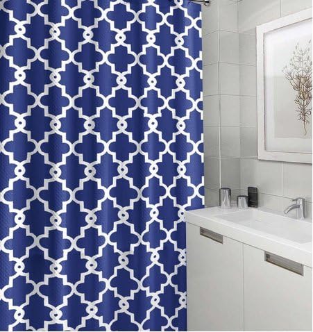 HomeyHouse Geometric Patterned Bathroom Shower Curtain 72-inch By 72-inch (Navy)