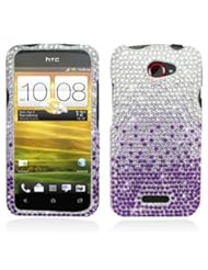 Wireless: Aimo Wireless HTCONEXPCDI174 Bling Brilliance Premium Grade Diamond Case for HTC One X - Retail Packaging - Purple Waterfall - Aimo Wireless
