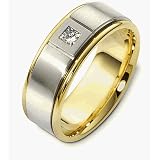 8mm Diamond Titanium and 18 Karat Yellow Gold Wedding Band