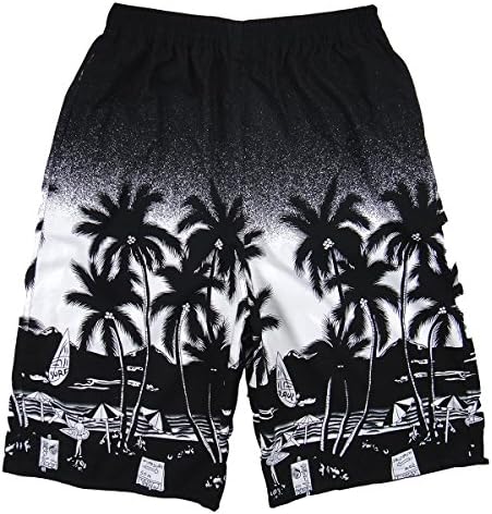 Famous Juggle Men's Plus Size Printing Beach Shorts(Black,XXXXL)