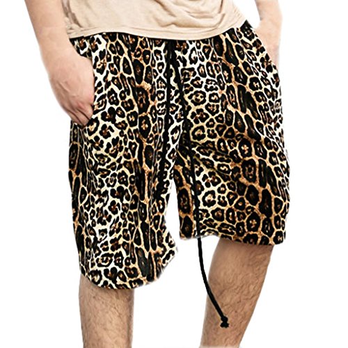 Zbrandy Men's Swag Leopard Shorts Knee Length Casual Shorts