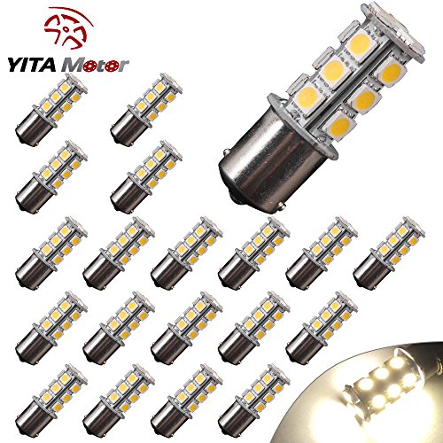 YITAMOTOR 20 X 1156 BA15S 18-SMD RV Camper Warm White LED Light Bulbs Tail Backup 1141 1003