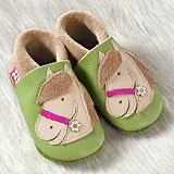 Pololo ökologische Lauflernschuhe / Hausschuhe Polly grün/natur