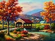 Covered Bridge in Fall 500pc Jigsaw Puzzle by Sung Kim