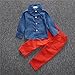 FEITONG 1Set Kids Toddler Boys Handsome Denim T-shirt+Denim Trousers (4 Years, Blue)