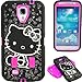New Cute Hot Pink & Black Hello Kitty Hybrid Case for Samsung Galaxy S4 i9500 + Free Screen Protector & Stylus