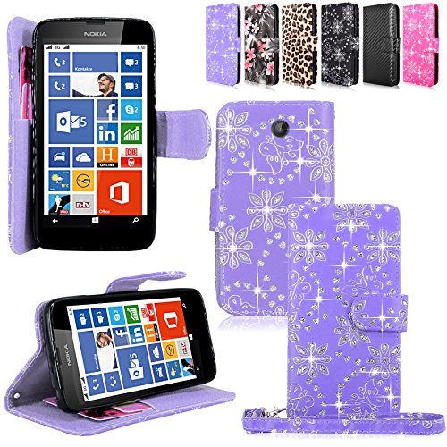 Cellularvilla Wallet Case for Nokia Lumia 630 Pu Leather Wallet Card Flip Open Pocket Case Cover Pouch (Purple Glitter)