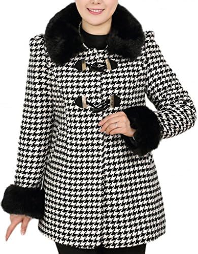 Ladies Winter Wool Fur Collar Windbreaker Coat Maxmara Jacket Silvery White5Xl