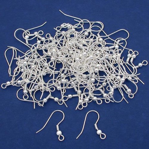 100 Silver Plated Hypo-Allergenic Earring Hooks 