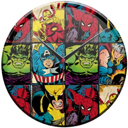 Marvel Comic Book Super Heroes Glass Wall Clock