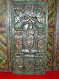 Krishna Playing Flute Wooden Carved Door Wall Panel 72 Inch