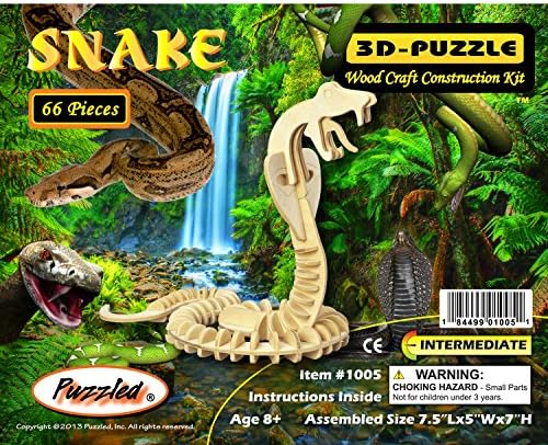 YinheMed DIY 3D Wooden Puzzle - Snake Cedarwood - Handmade Jigsaw Woodcraft Kit Wooden Handcraft Educational Products Wooden Art Intarsia