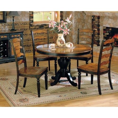 Longoria Collection Two Tone Finish Hardwood Round Dining Table