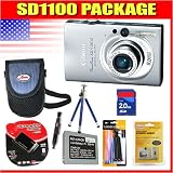 Canon Powershot SD1100 IS Silver, 2GB SD,Extra NB-4L Equivalent Battery , Camera Case, Tripod, Screen Protector, USB 2.0 Memory Card Reader, Lens Cleaning Kit, Wire Tripoed, Lens Pen