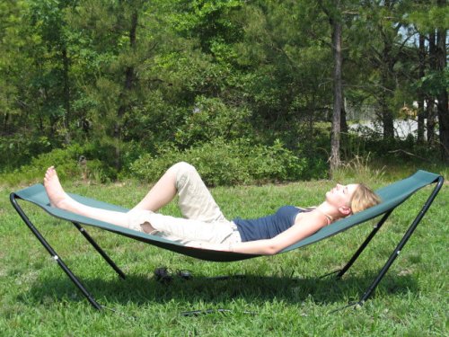 PORTABLE HAMMOCK WITH BAG AND STAND IN FOREST GREEN