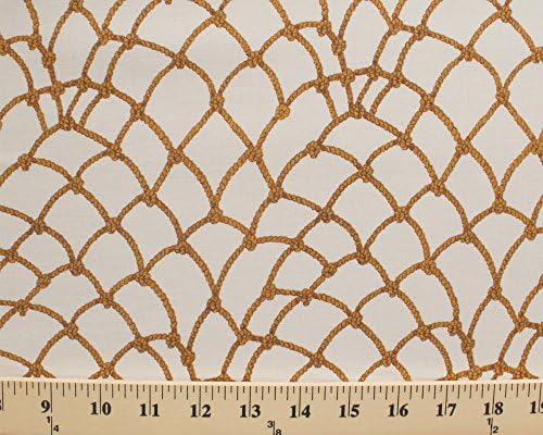 Cotton Buried Treasure Ropes Nautical Pirates Cream Cotton Fabric Print by the Yard (05395-07)