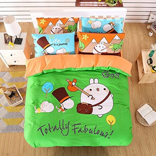Crazy Mall lovely cartoon Bedding Girls boy Duvet Cover Set Cotton 4pcs ( Queen)