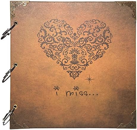 1 X SiCoHome Scrapbook Vintage Photo Album Anniversary Scrapbook DIY Photo Albums Vintage Style Recording Our Story Valentines Day Gifts Christmas Gifts 27X26 Cm Heart Printed Surface