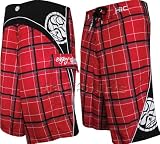 Men's Boardshorts - HIC Beebe Plaid Hawaiian Island Creations Flat Pocket Peached Microsuede Polyester Surf Shorts