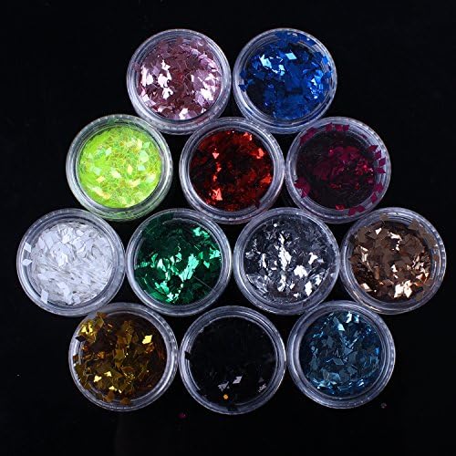 12 Color Square Shiny Sparkle Flakes Sequins Manicure Glitter Powder Dust Tips Nail Art Decoration