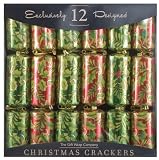 The Gift Wrap Company Tom Smith Christmas Crackers - Blizzard of Holly Holiday Foil (Pack of 12)