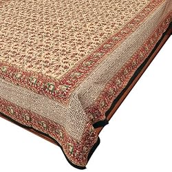 Queen Bed Sheet in Cotton with Block Prints Queen Size