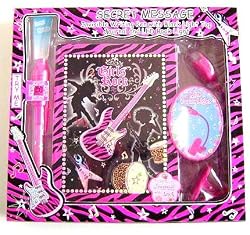 Childrens Diary, Hot Pink and Zebra Girls Rock Diary with Led Light, Invisable Ink Pen, Secret Journal Best Seller Tween Gift