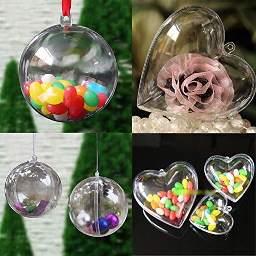AGYTECH Christmas Ball Ornament Clear Plastic Fillable Ball DIY Craft Candy Box Bauble Decoration (5pcs-Ball-10cm)
