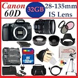 Canon EOS 60D 18 MP CMOS Digital SLR Camera with Canon EF-S 28-135mm Lens + Huge 32GB Accessory Package